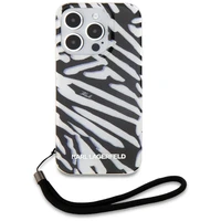 Karl Lagerfeld IML Zebra Pattern & Cord dėklas telefonui iPhone 15 Pro - juodas