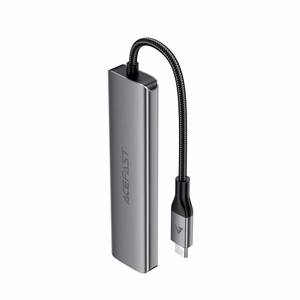 Acefast J18 USB šakotuvas USB-C 6-in-1 HDMI 4K 60Hz PD90W doko stotis - pilkas