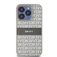 DKNY Odinis mono juosta ir metalinis logotipas dėklas telefonui iPhone 15 Pro Max - smėlio