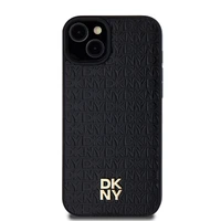 DKNY Odinis raštas metalinis logotipas Magnetinis dėklas iPhone 15 / 14 / 13 - juoda
