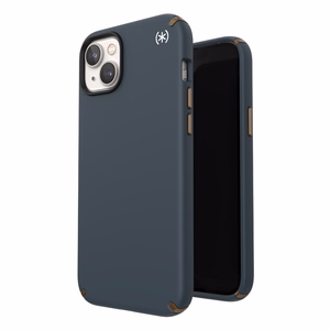 Speck Presidio2 Pro case for iPhone 15 Plus / 14 Plus, with Microban antimicrobial protection, Charcoal / Cool Bronze / Slate