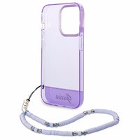 Guess GUHCP14XHGCOHU iPhone 14 Pro Max 6.7" violetinis/violetinis kietas dėklas Translucent Pearl Strap