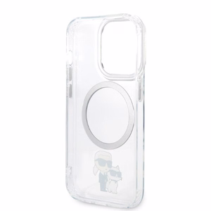 Karl Lagerfeld Iconic Karl&Choupette Magnetinis dėklas telefonui iPhone 14 Pro - skaidrus