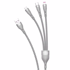 Dudao 3in1 USB laidas Lightning / microUSB / USB Type C 65W 1.2m pilkas (L20X)