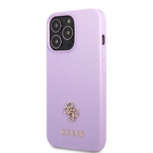 Guess GUHCP13XPS4MU iPhone 13 Pro Max 6.7" violetinis/violetinis kietas dėklas Saffiano 4G mažas metalinis logotipas
