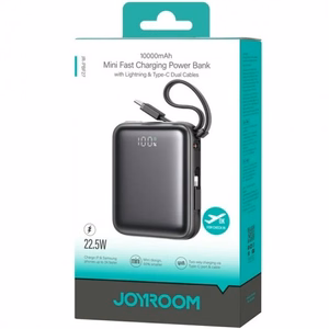 Išorinė baterija Joyroom JR-PBF27 juoda 10000mAh 22.5W PD / QC3.0 + integruotas Type-C / Lightning laidas