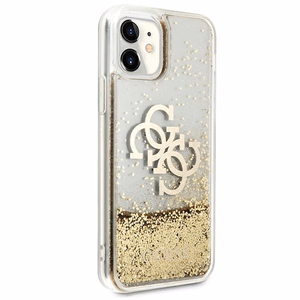 Guess 4G Big Liquid Glitter dėklas telefonui iPhone 11 6.1" / Xr - Auksinis