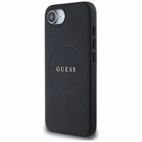 Guess PU Grained Classic Logo dėklas telefonui iPhone 16e su MagSafe - juodas