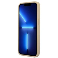 Guess GUHCP13SPSATLE iPhone 13 mini 5.4 dėklas telefonui, smėlinis, kietas, Saffiano trikampio logotipu