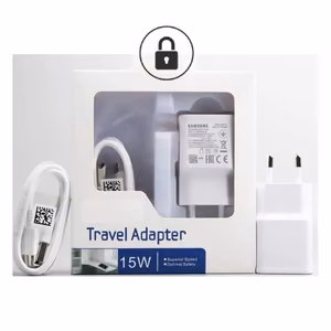 Įkroviklis Samsung EP-TA200W baltas originalus (2A / greitas įkrovimas) + Type-C laidas / (originali pakuotė)