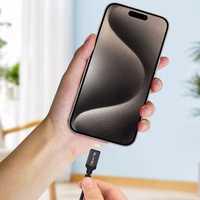 Kabelis Blavec Cable Raptor pluoštinis - Type-C į Lightning - PD 20W 2,4A 0,25 m Apple CarPlay (CRA-CL24BG025) juodas-pilkas