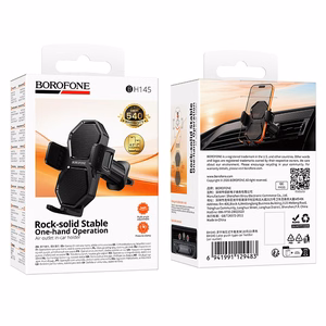 Juodas prispaudžiamas automobilinis laikiklis ventiliacijos grotelėms „Borofone BH145 Lake“