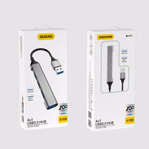 Dudao A16B 4-in-1 USB šakotuvas, USB-A–4 × USB 3.0, pilkas