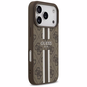 GUESS dėklas telefonui IPHONE 17 Pro, suderinamas su MagSafe GUHMP17LP4RPSW (4G Printed Stripes), rudas