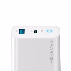 "Forever TC-06-45AC GaN PD QC įkroviklis 1x USB-C 1x USB 45W baltas