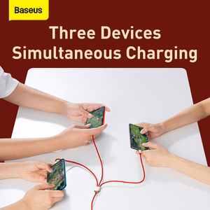 Baseus kabelis Tiger metai 3 viename - USB į Type C, Lightning, Micro USB - 3,5A 1,2 metrai (CASX010009) raudonas