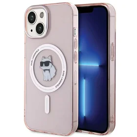 Karl Lagerfeld IML Choupette Magnetinis dėklas telefonui iPhone 15 - rožinė