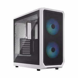 Fractal Design Focus 2 RGB FD-C-FOC2A-04 – kompiuterio korpusas, ATX vidutinio dydžio korpusas, RGB, grūdinto stiklo šoninis langas, baltas