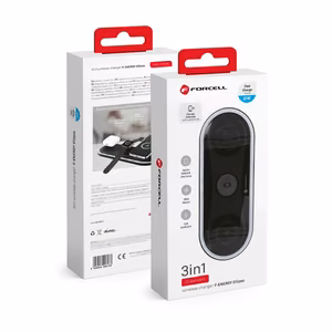 FORCELL F-ENERGY Ellipse belaidis įkroviklis 3in1 suderinamas su Apple Qi QC 15W juodas