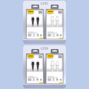 Dudao L25C USB-C - USB-C silikoninis kabelis 60W 1 m - baltas