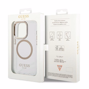 Guess GUHMP14LHTRMD iPhone 14 Pro 6.1 "auksinis / auksinis kietas dėklas Metalinis kontūras Magnetinis