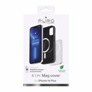 Puro ICON MAG dėklas, skirtas iPhone 14 Plus, suderinamas su MagSafe, juodas