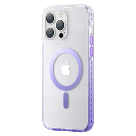 Kingxbar PQY Ice Crystal Series magnetinis dėklas telefonui iPhone 14 Plus MagSafe violetinis