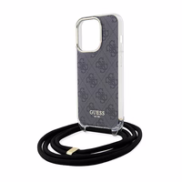 Guess Crossbody Cord 4G Print dėklas telefonui iPhone 15 Pro – juodas