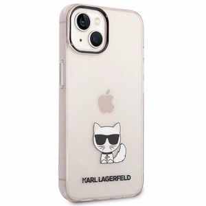 Karl Lagerfeld Permatomas Choupette Dėklas telefonui iPhone 14 Plus / 15 Plus 6.7" - rožinė
