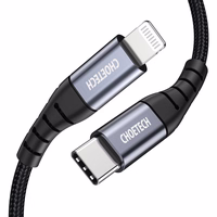 Choetech IP0041 USB-C / Lightning MFi 480Mb/s 3A 2 m kabelis - juodas