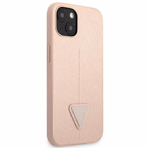 Guess GUHCP14MPSATLP iPhone 14 Plus 6.7 "rožinis/rožinis kietas dėklas SaffianoTriangle Logo