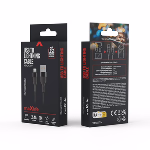 Maxlife MXUC-07 kabelis USB - Lightning 1,0 m 2,4A juodas nailonas