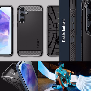 Spigen Rugged Armor dėklas, skirtas Samsung Galaxy A55 5G, matinis juodas