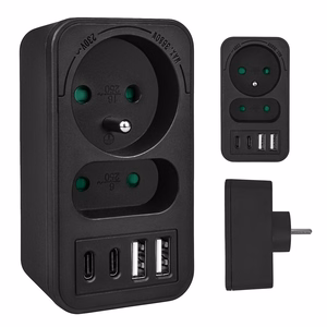 Maclean MCE249 F/B – mains socket splitter, 2 sockets, 4 USB ports: 2×USB-A and 2×USB-C PD 20 W, 1×16 A + 1×6 A