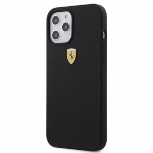 Ferrari FESSIHCP12LBK iPhone 12 Pro Max 6.7" juodas/juodas kietas dėklas On Track Silicone