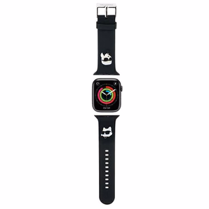 Karl Lagerfeld 3D Rubber Karl ir Choupette Heads dirželis juodas skirtas Apple Watch 42/44/45/49mm