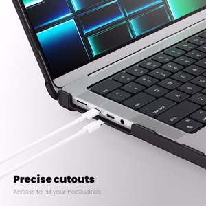 Tech-Protect SmartShell Pro deklas Macbook Pro 14 M1 / M2 / M3 / M4 / M5 2021-2025 - Juodas ir skaidrus