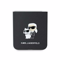 Karl Lagerfeld Saffiano metalinio ženklo dėklas telefonui Samsung Galaxy Z Flip 6 - juoda