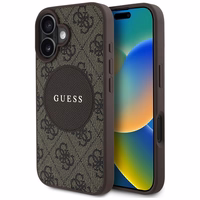 Guess 4G Circle Classic Logo Magnetinis dėklas telefonui iPhone 16 - rudas