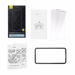 Baseus Crystal apsauginis stiklas apsauga nuo dulkių 0.3mm iPhone 14 Pro Max (2 vnt.)