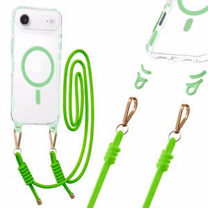 Tel Protect su dirželiu žalias skaidrus dėklas Iphone 17 Air žalias