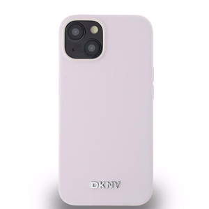 DKNY skystojo silikono mažo metalinio logotipo magnetinis dėklas telefonui iPhone 14 / 15 / 13 - rožinis