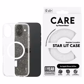 CARE by PanzerGlass Flagship Star Lit dėklas telefonui iPhone 16 Plus 6.7" baltas Magnetinis 1343