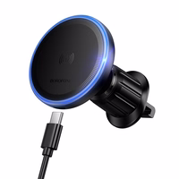"Borofone" automobilinis laikiklis BH224 Flash magnetinis su indukciniu įkrovimu į oro angą, juodas