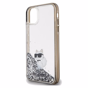 Karl Lagerfeld Liquid Glitter Choupette dėklas telefonui iPhone 11 / Xr - permatomas