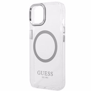 Guess GUHMP14MHTRMS iPhone 14 Plus 6.7" sidabrinis/sidabrinis kietas dėklas Metalinis kontūras Magnetinis