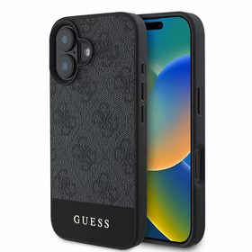 Guess 4G apatinė juostelė dėklas telefonui iPhone 16 Plus 6.7" - pilka