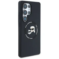 Karl Lagerfeld silikoninis dvigubų galvų ir apskritimo magnetinis Samsung Galaxy S25 Ultra dėklas juodas