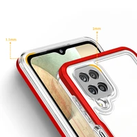 Skaidrus 3in1 dėklas telefonui Samsung Galaxy A22 4G rėmelis gelis raudonas