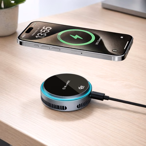 "Blavec" automobilinis laikiklis BHC-05 Qi2.2 25W su indukciniu įkrovimu ir aktyviu aušinimu iki oro ventiliatoriaus (BHC05-MWIB), juodas